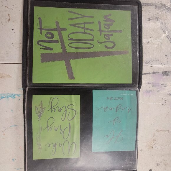Bundle 5 ~ Reusable Silk Screen Stencils ~ 10 x 13 Binder ~Religious Positive